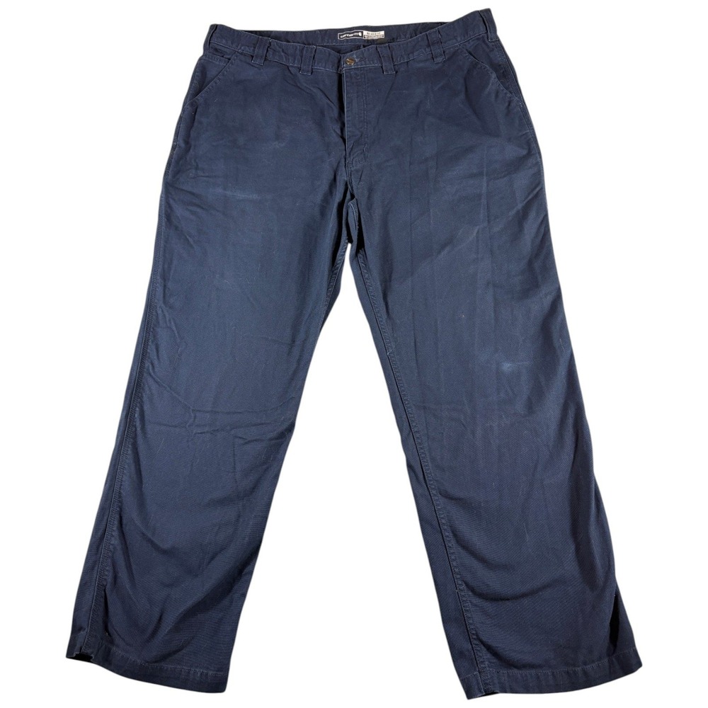 Carhartt Work Pants Mens 44x32 Navy Blue Relaxed Straight Durable Workwear